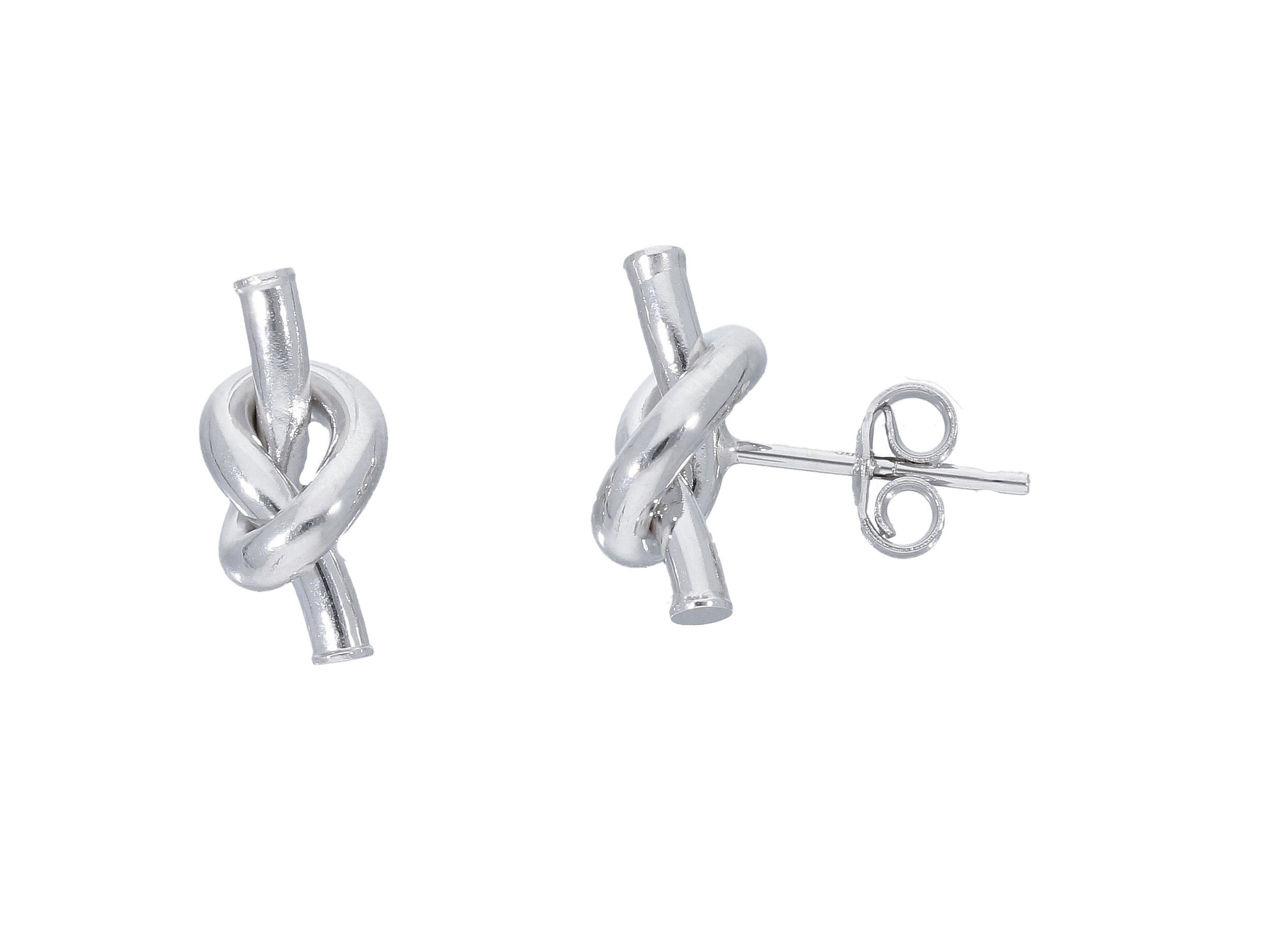 Σκουλαρίκια κόμπος απο λευκό χρυσό  Κ14  (code S243453)